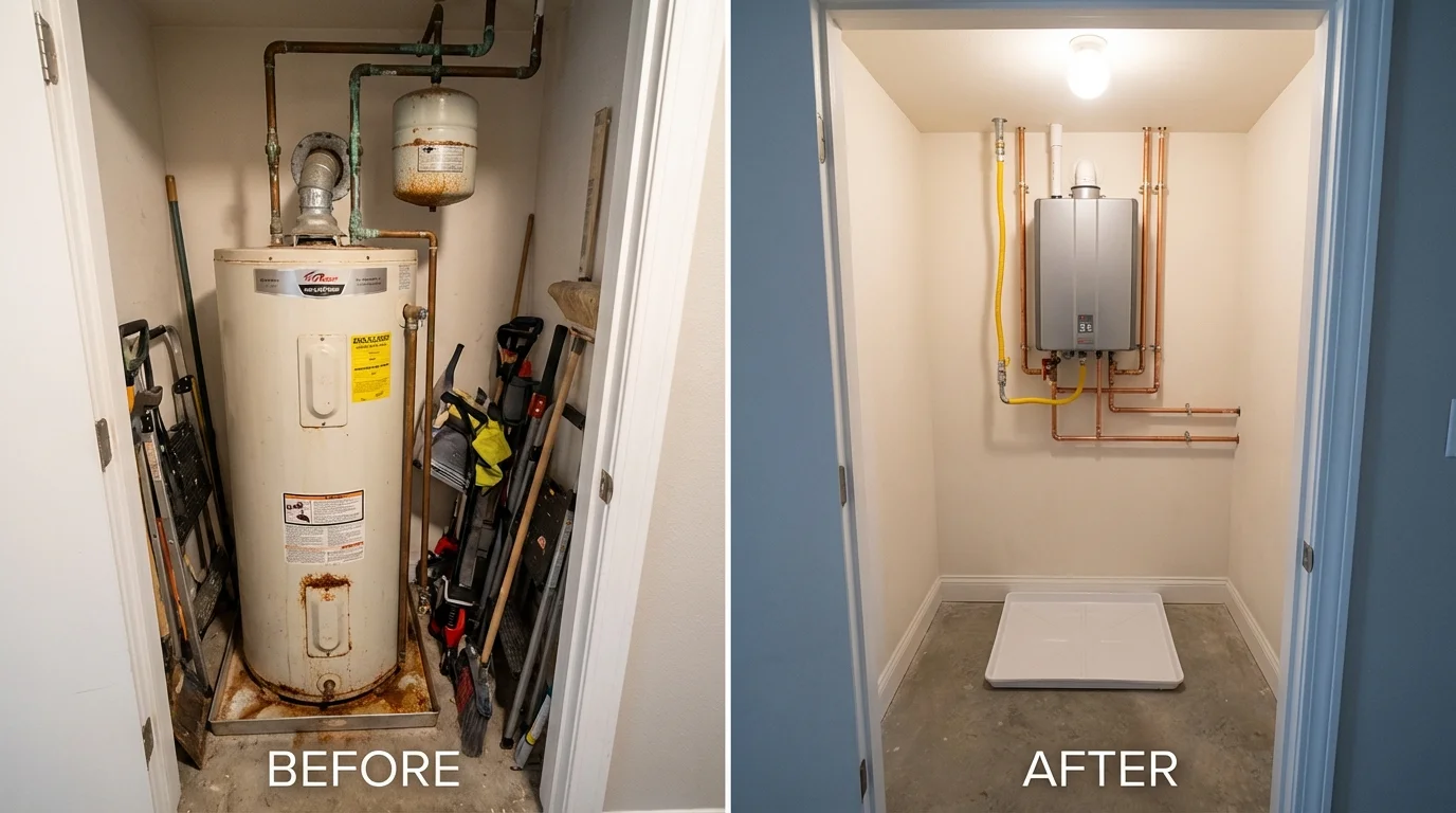 Tank water heater versus wall-mounted tankless unit comparison for Bremen, OH homeowners